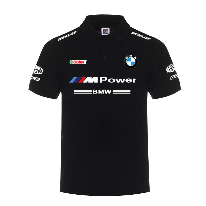 Polo Coton Lin BMW M Power Homme Col Revers Couleur Unie